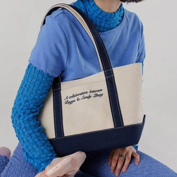 BAGGU x Sandy Liang - Small Heavyweight Canvas Tote - Navy - Picture 2 of 6
